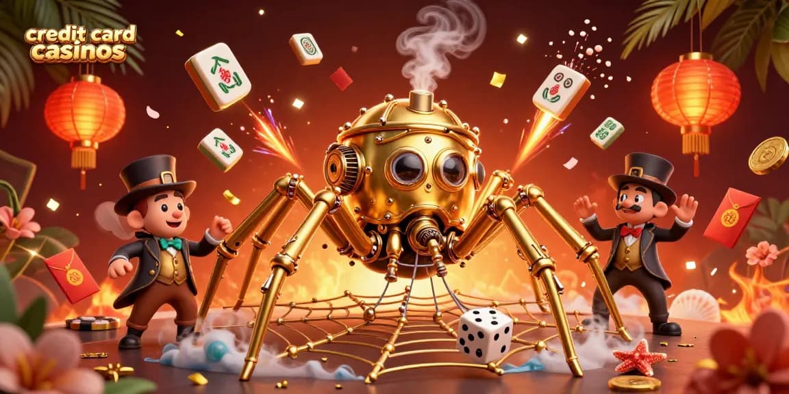 Experience the excitement at credit card casinos with steampunk elements and golden decor.