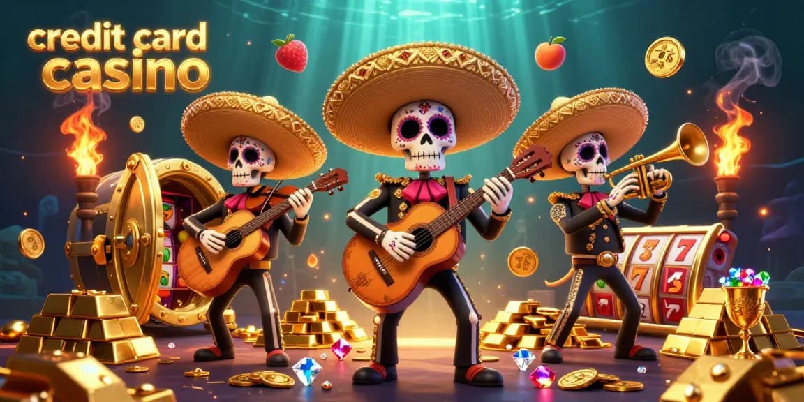 Experience the excitement of a credit card casino with a vibrant mariachi band and sparkling jackpots.