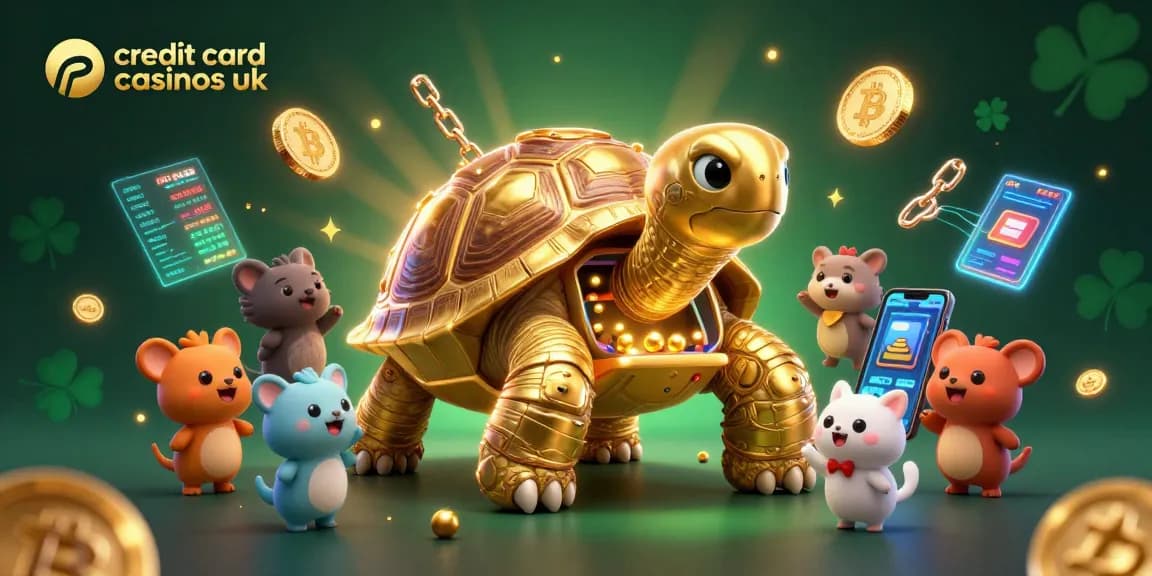 Experience the excitement of credit card casinos UK with a vibrant 3D scene featuring unique game elements and creatures.