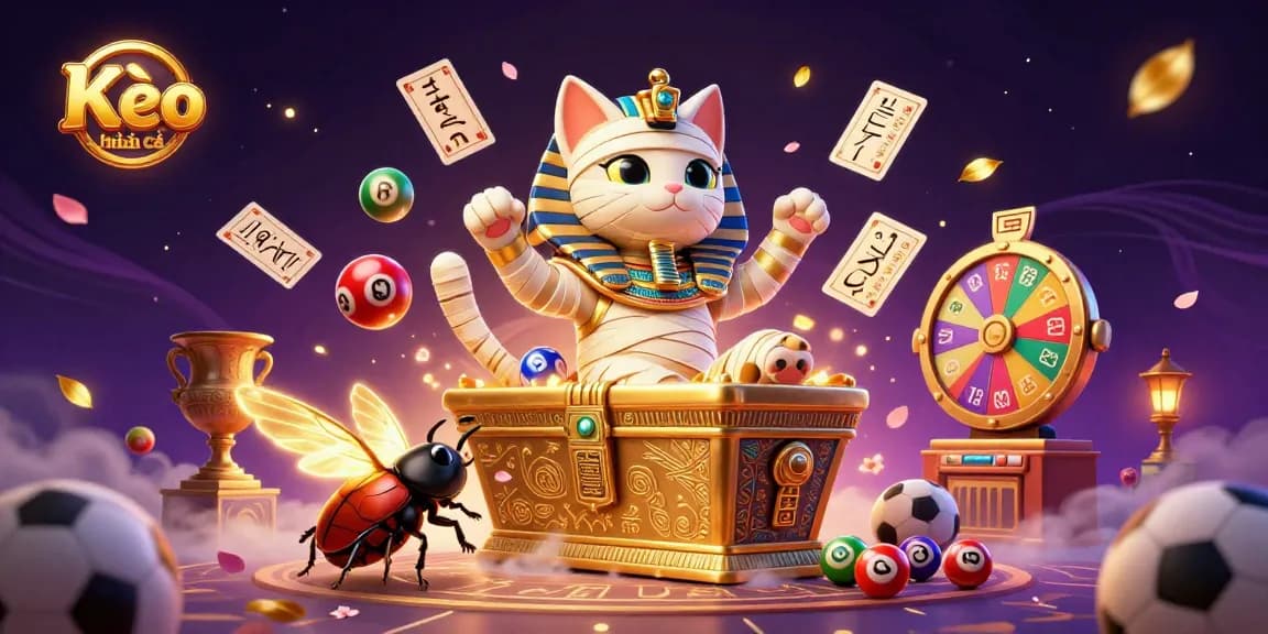 Kèo nhà cái showcases a dynamic scene of sports betting activities with vibrant casino elements.