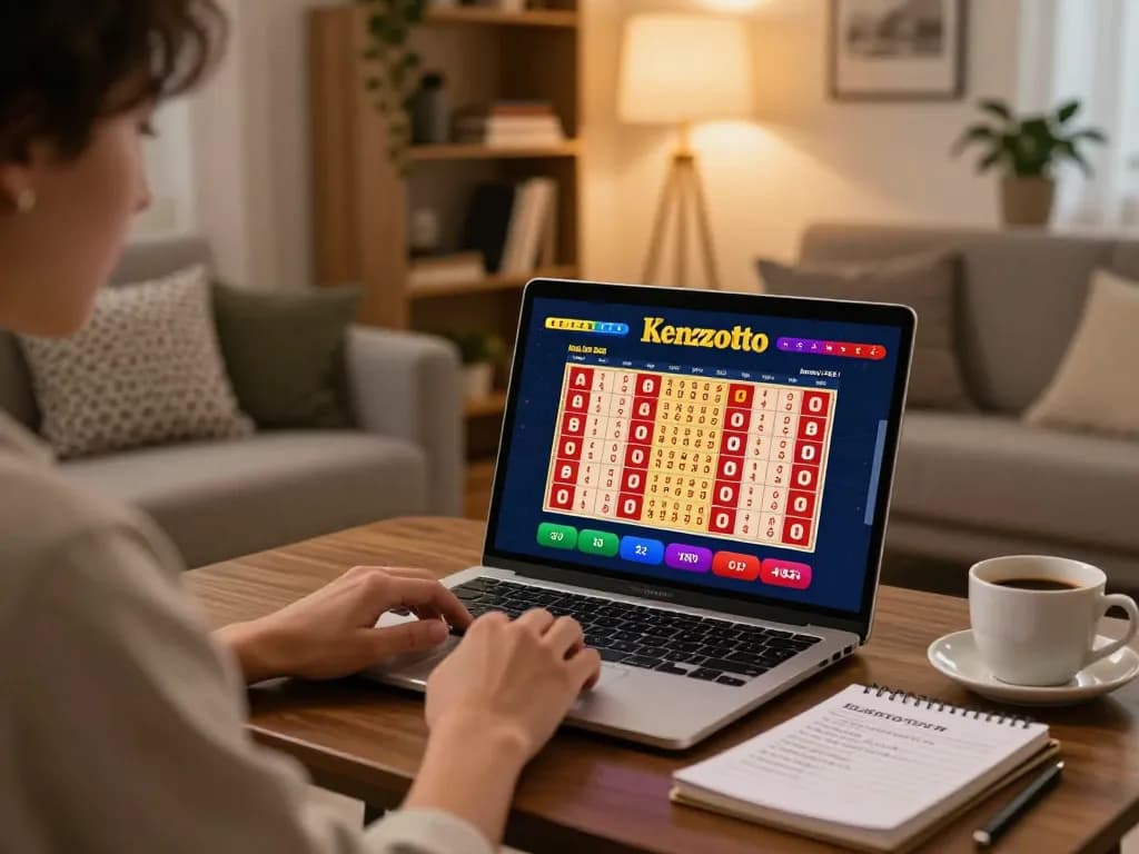 Pengaturan permainan online Kenzototo menunjukkan seorang pemain yang terlibat dalam taruhan lotere strategis di rumah dalam lingkungan yang nyaman.