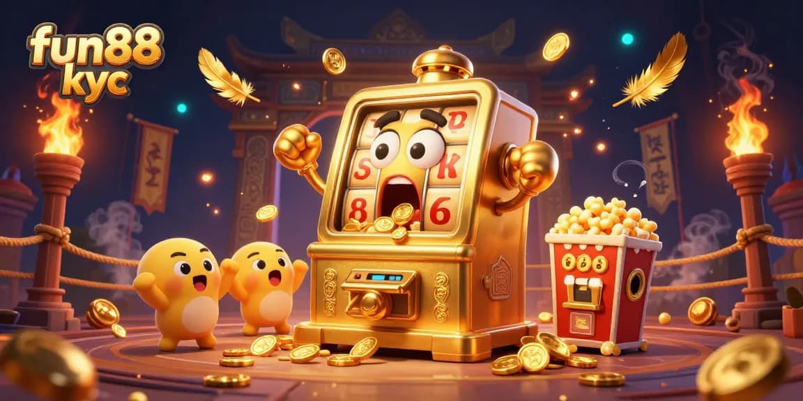 Các slot machine tại fun88 kyc tạo ra thắng lớn khi đồng tiền vàng tràn ngập khung cảnh cá cược.