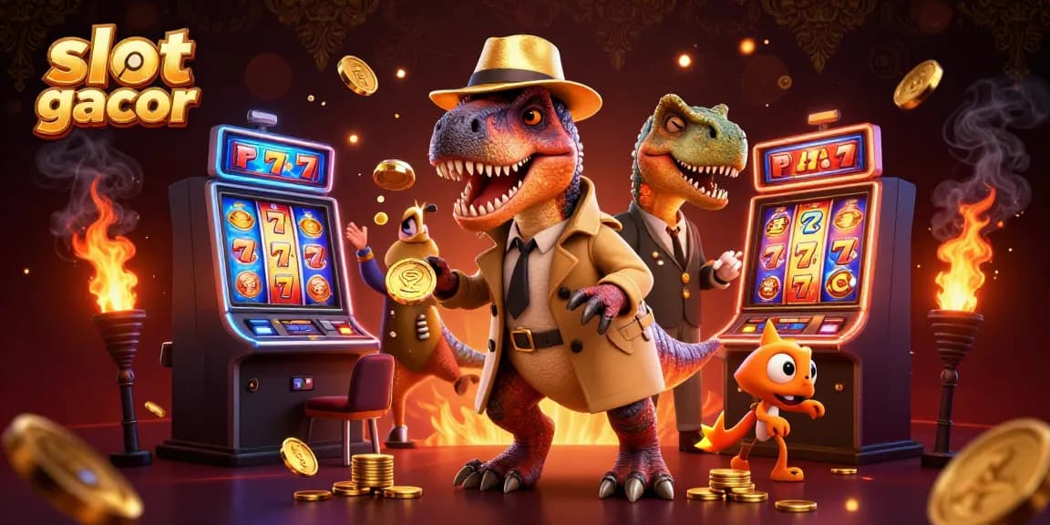 Putaran slot online gacor yang seru dengan karakter dinosaurus mencuri perhatian dan chip di kasino.