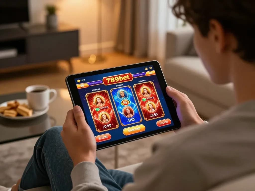 Engaging with the 789bet com mobile casino app in a cozy home setting.