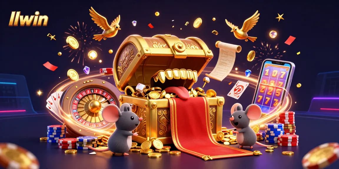 Experience llwin's thrilling gameplay in a vibrant, dynamic casino adventure illustration.