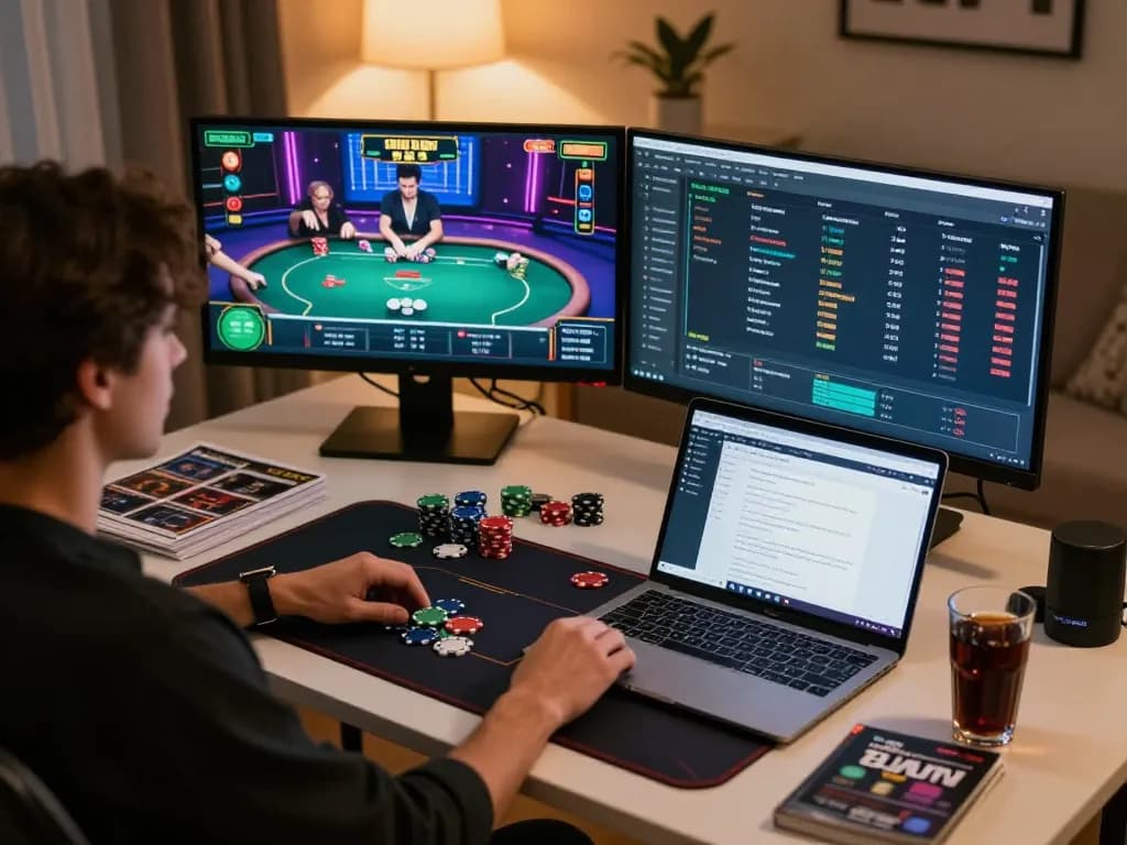Engaging online poker session with 388bet displayed on the screen, player focused on gameplay