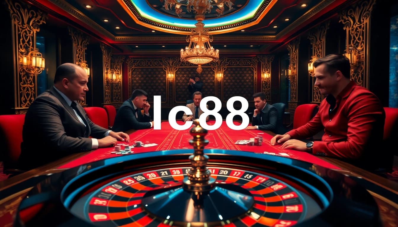 Experience the thrill of lc88 đăng nhập at a high-stakes poker table, with chips and cards ready for action.