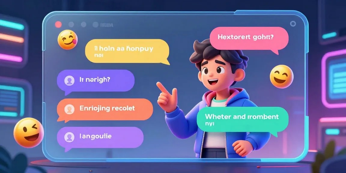 Engaging AI nsfw chat interface with dynamic character and colorful messages.