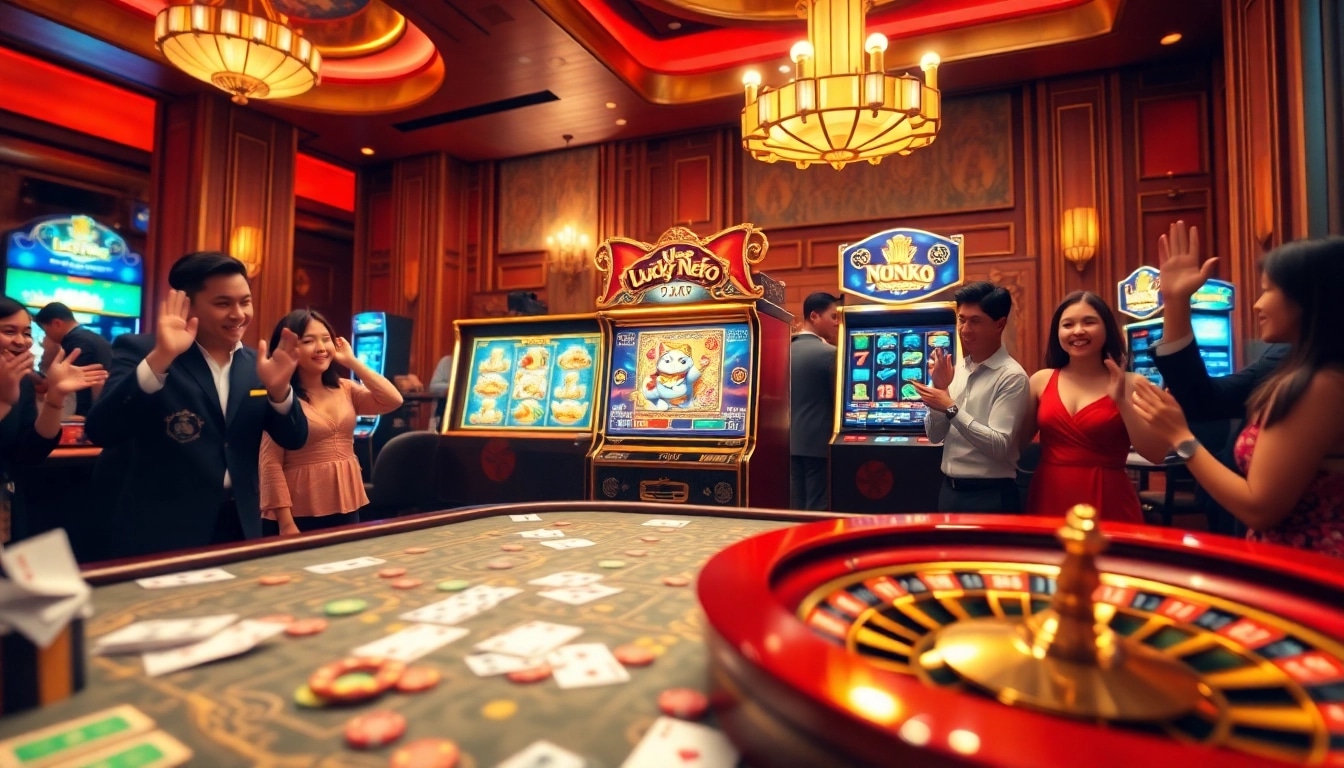 Experience the thrill of Lucky Neko PG Soft ไม่มีล็อกยูส at a vibrant casino with energetic players.