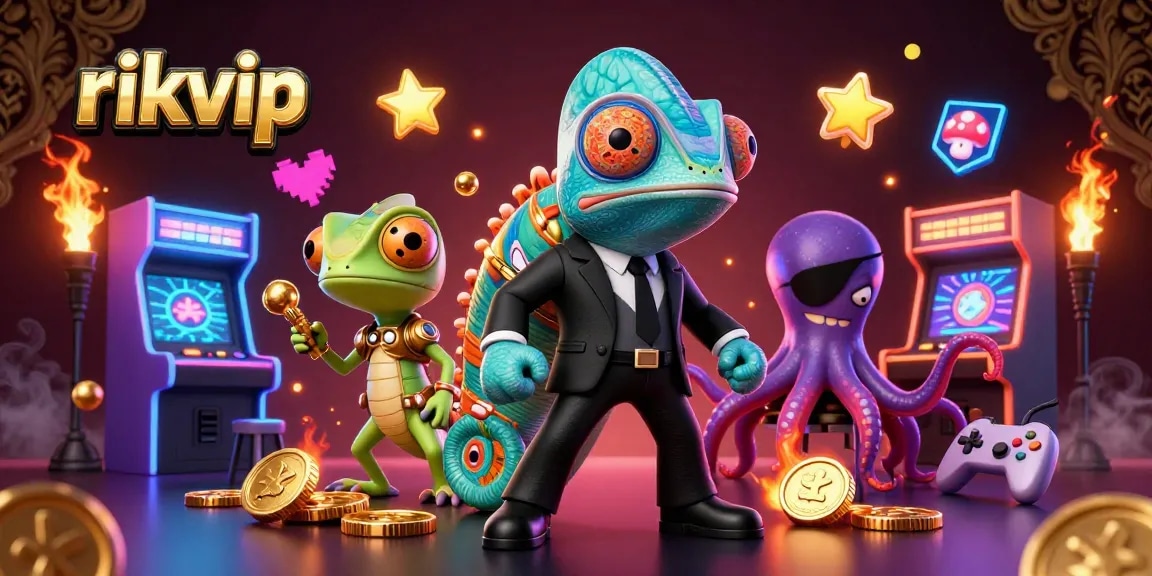Experience thrilling gameplay at rikvip with colorful arcade machines and dynamic casino elements.