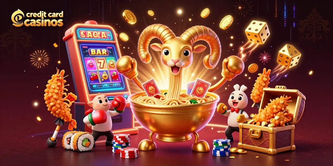 Experience exciting gameplay at credit card casinos with fun characters and vibrant casino symbols.