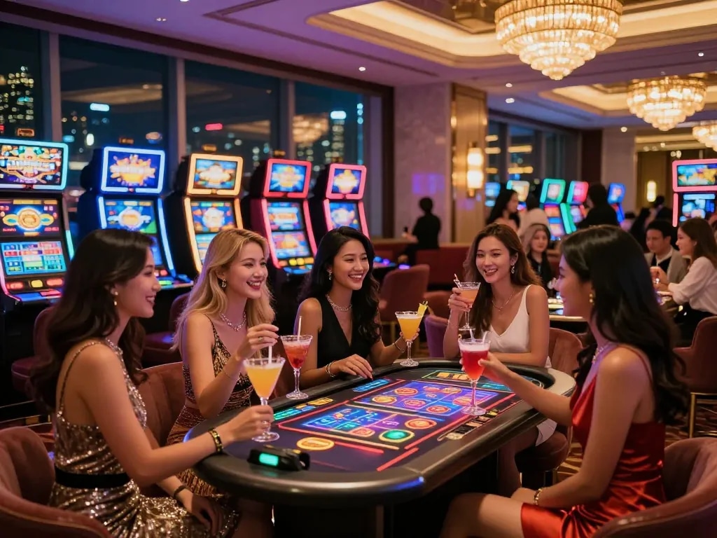 Exciting casino hong kong nightlife with friends enjoying cocktails and gaming.