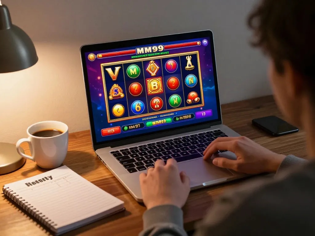 Engaging gameplay on MM99 Slot with vibrant graphics on a home laptop