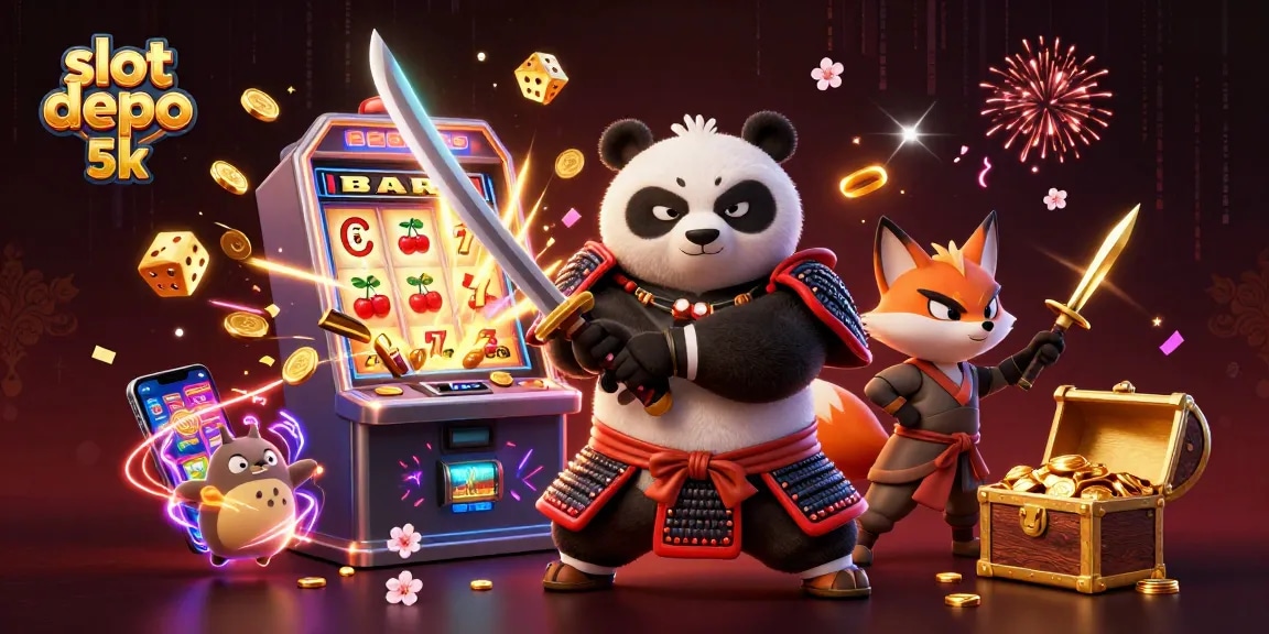 Experience thrilling wins with slot depo 5k in an exciting 3D casino illustration.