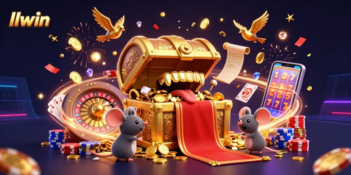 Experience llwin's thrilling gameplay in a vibrant, dynamic casino adventure illustration.
