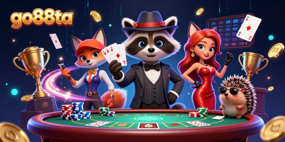 Join the action with go88ta as you play poker with a suave raccoon, a fox lady, and a hedgehog bouncer.
