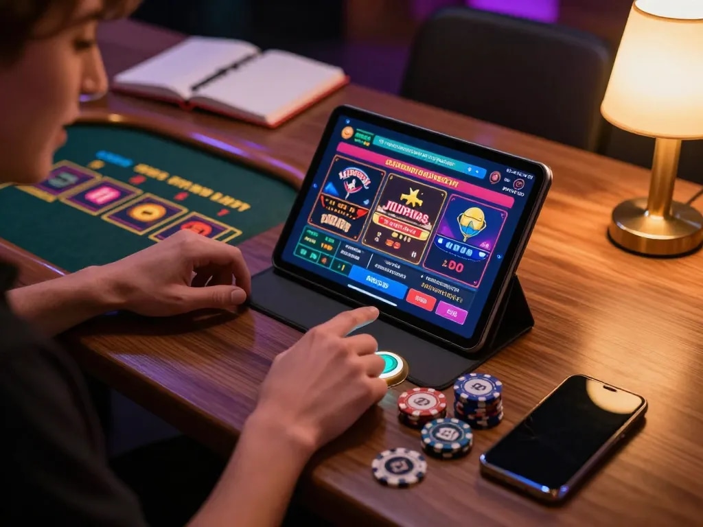 Engaging in strategic gameplay at Jilipinas online casino with a tablet bet