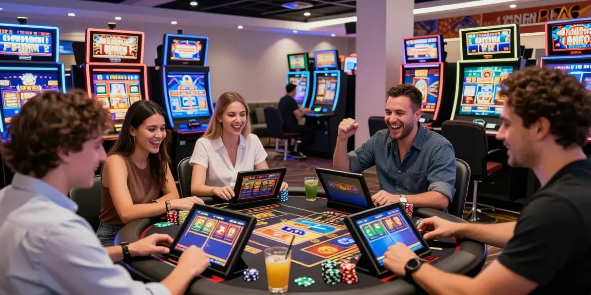 Players at a modern casino engaging with games while showcasing https://ghsc.co.uk promotions and features in a lively setting.