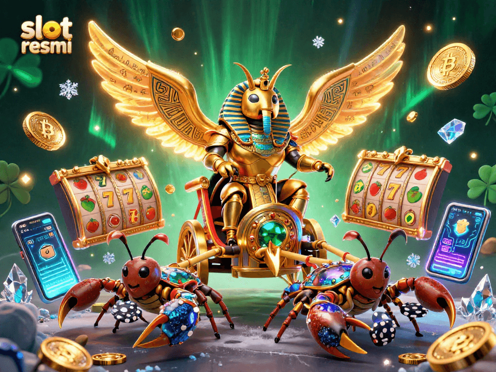 Immerse in the excitement of slot resmi with a vibrant illustration of thrilling casino elements and characters.