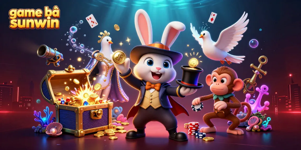 Experience thrilling moments with game bài sunwin while the magician rabbit dazzles with coins, and playful characters enrich the casino atmosphere.