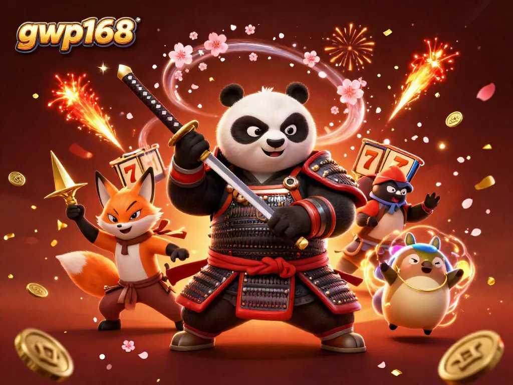 GWP168 menawarkan pengalaman bermain kasino slot dengan karakter panda samurai dan rubah ninja.