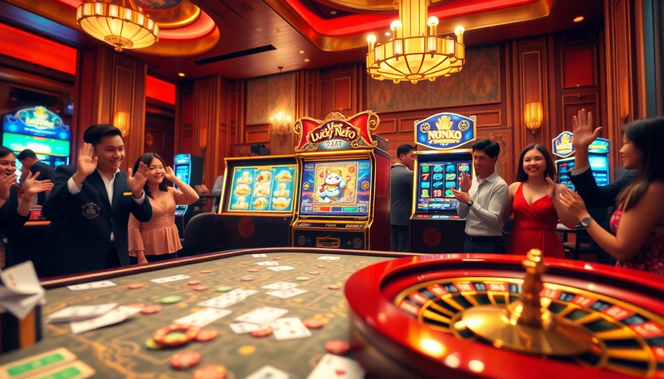 Experience the thrill of Lucky Neko PG Soft ไม่มีล็อกยูส at a vibrant casino with energetic players.
