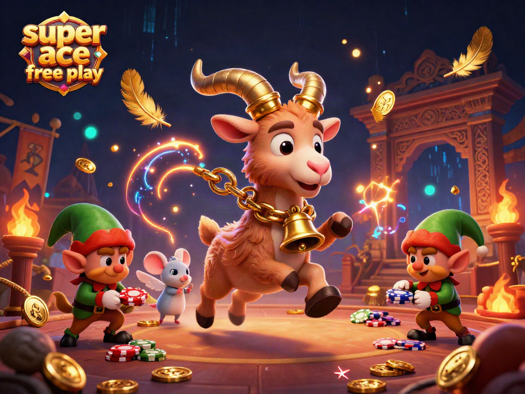 Experience super ace free play with thrilling slots action in this vibrant 3D casino scene.