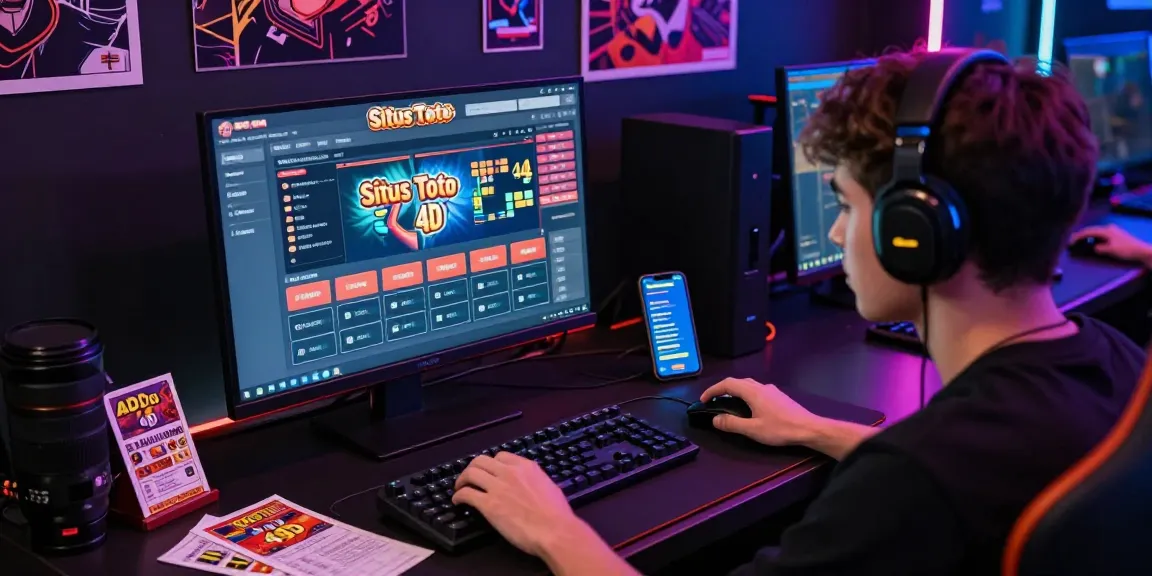 Situs Toto 4D gaming scene with player engaged in online betting