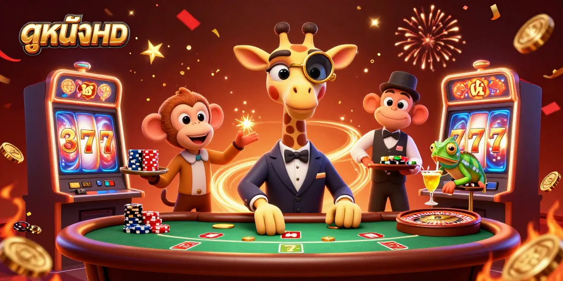 Experience thrilling gameplay with ดูหนังHD showcased in a vibrant 3D illustration of gambling delight.
