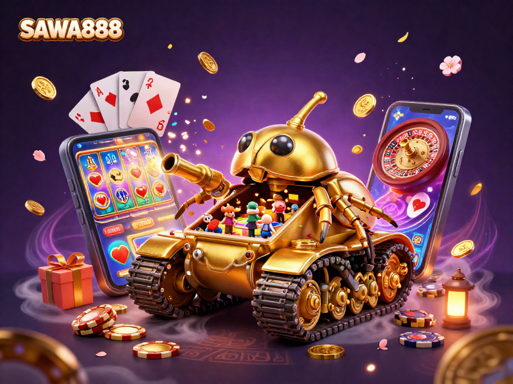 Experience thrilling gameplay with SAWA888's vibrant casino tank scene and dynamic action.