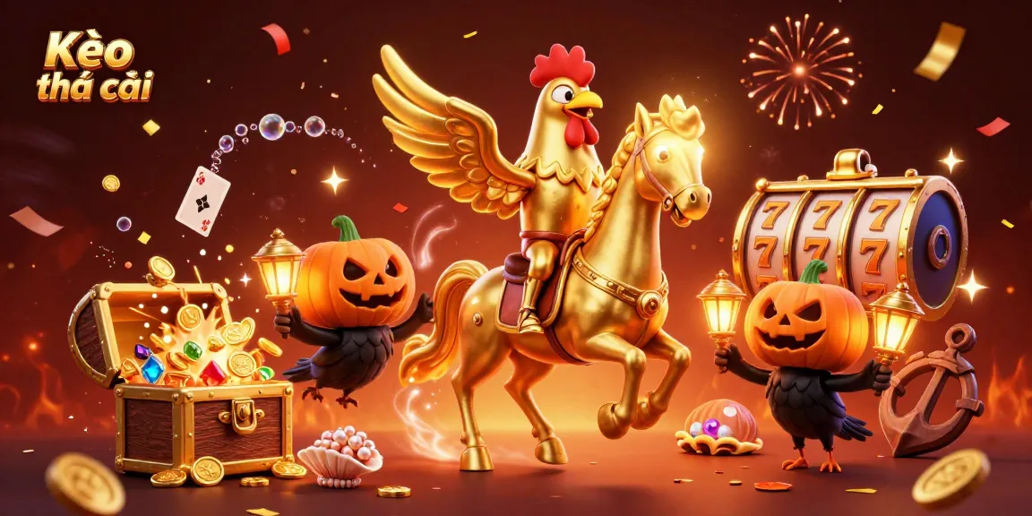 Bet on Kèo nhà cái with excitement in a lively casino scene featuring a golden rooster and vibrant elements.