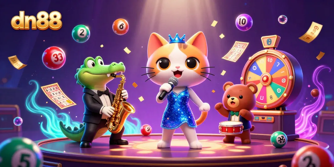 Win big with dn88's thrilling casino experience featuring a jazzy cat, zoot-suit crocodile, and bear cub!