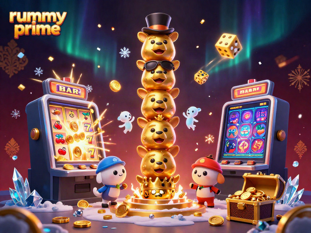 Experience rummy prime with a lively rummy scene featuring animated totem poles and dynamic gambling elements.