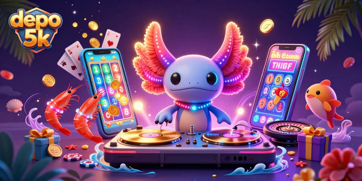 Experience the thrill of depo 5k while enjoying vibrant slot games with a 3D underwater casino scene.