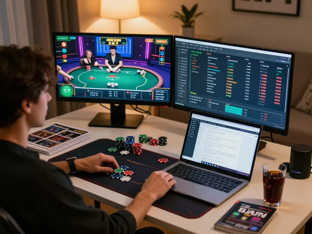 Engaging online poker session with 388bet displayed on the screen, player focused on gameplay