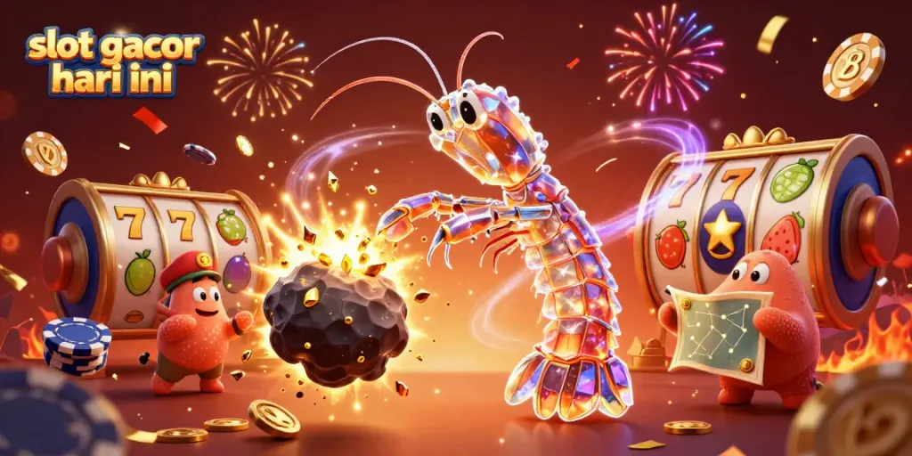 Menyemarakkan permainan slot gacor hari ini dengan pemandangan samurai udang mantis dan harta karun berkilauan.