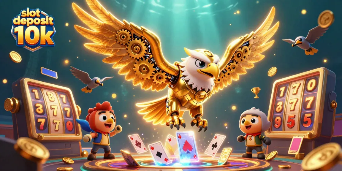 Experience thrill with slot deposit 10k in this vibrant, action-packed casino scene.