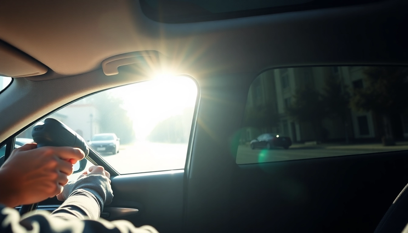 Enhancing a car with window tinting Cleveland TN, showcasing professional installation skills.