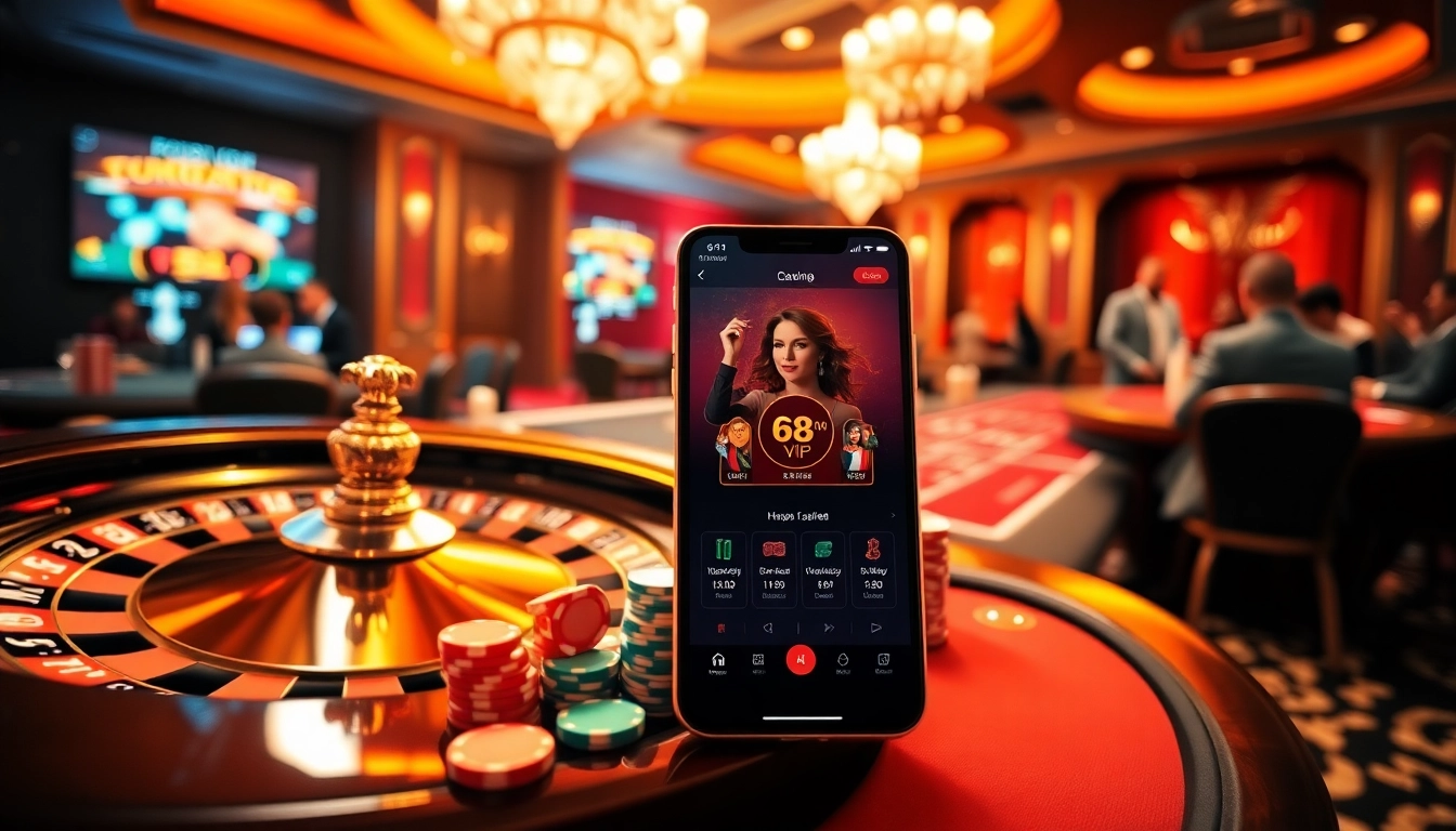 Experience high-stakes excitement with 68VIP at a luxurious casino scene.