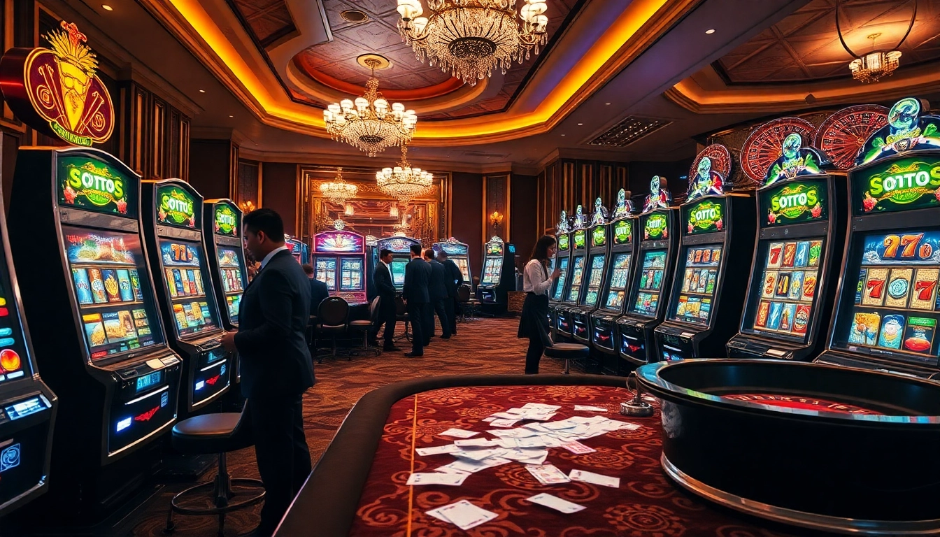 Experience the excitement of slot gacor hari ini with vibrant machines and engaging gameplay in a luxury casino setting.