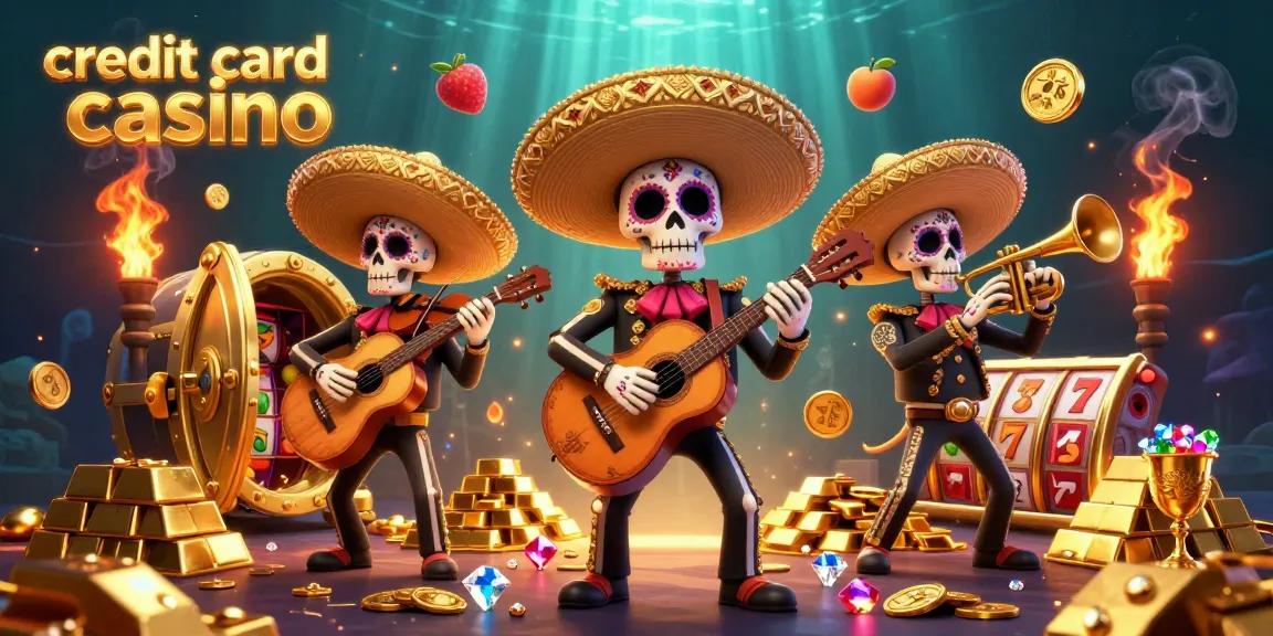 Experience the excitement of a credit card casino with a vibrant mariachi band and sparkling jackpots.