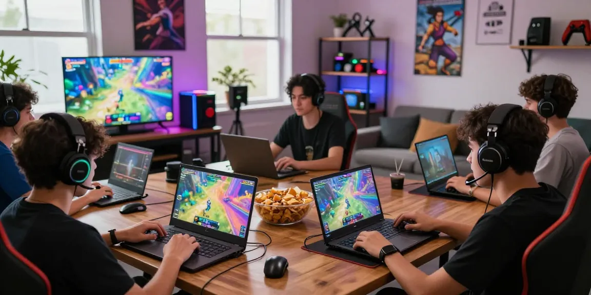 Players enjoying platform games on https://cikagames.com/ in a vibrant gaming lounge with modern decor.