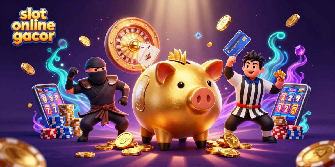 Permainan slot online gacor dengan karakter unik dan elemen mencolok, menampilkan suasana kasino yang menarik.
